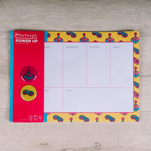 Power up weekly planner with magnet - retro gaming theme - buy from inkdrops.co.uk