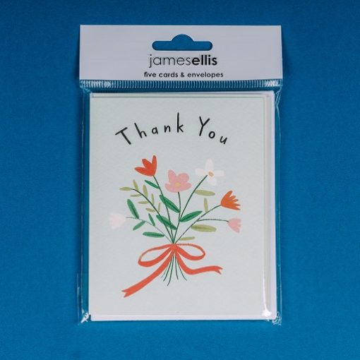 Set of 2 mini thank you cards featuring a bunch of flowers design from inkdrops.co.uk