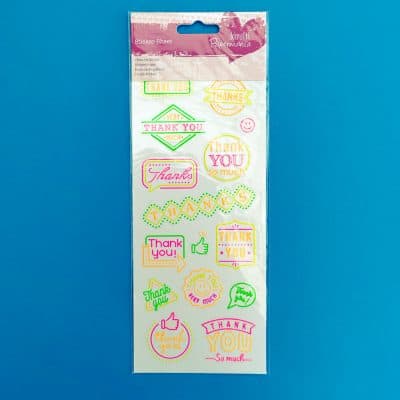 Neon glitter thanks stickers